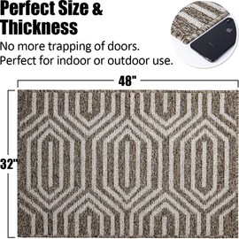Indoor Doormat 32"x 48", Absorbent Front Back Door Mat Floor Mats, Rubber Backing Non Slip Door Mats Inside Mud Dirt Trapper Entrance Door Rug Carpet, Machine Washable Low Profile-Brown Time Cloister