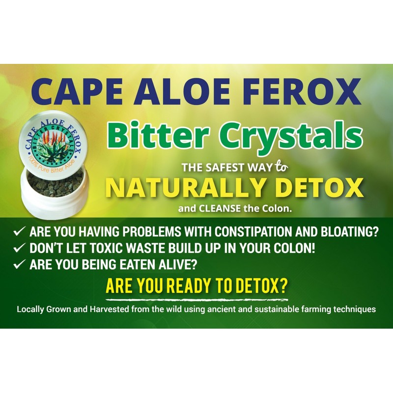 ALOE FEROX BITTER CRYSTALS, CONSTIPATION RELIEF, COLON CLEANSER, HERBAL DETOX