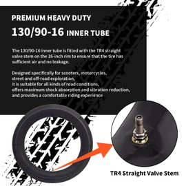 KLWZH 130/90-16 Motorcycle Inner Tube 5.00/5.10-16 Compatible with 150/80-16, 140/80-16, 140/90-16 Heavy Duty Balance Inner Tube TR4 Straight Valve Stem, for Street and Off-Road Applications