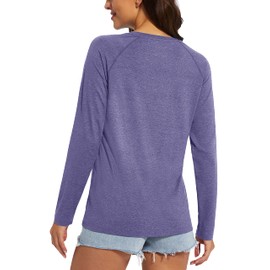 MAGCOMSEN Womens UV Protection Shirts Long Sleeve Workout Tops Quick Dry Athletic Rash Guard Top Lightweight Purple XL