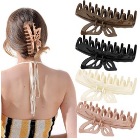 4PCS Butterfly Hair Clips for Women Large Hair Claw Clips for Thin Thick Curly Hair Cute Butterfly Clips Hair Accessories for Women Girls (Multiple colors, 11CM)