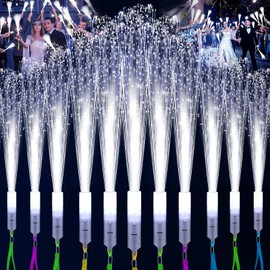 SHQDD 28 PCS Fiber Optic Wands with 3 Light Modes, Glow Wands & Light Up Wands for Kids, Sparklers Fireworks Sticks, Fiber Optic Lights for Wedding, New Year, Birthday, Carnival Parties