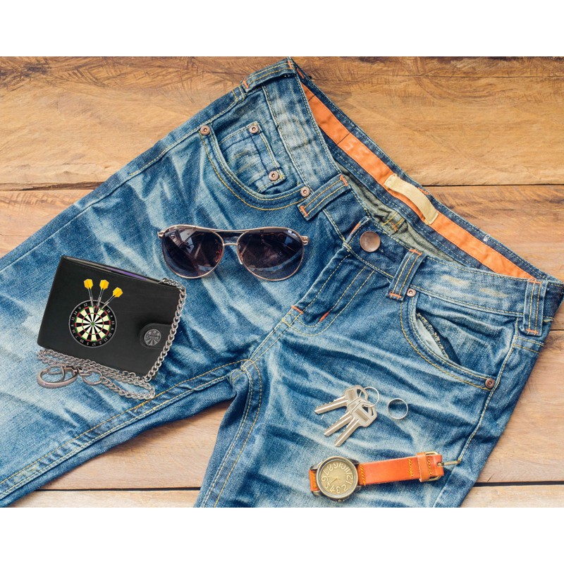 Klassek Dartboard with Yelllow Darts Players Arrows Mens Wallet with