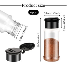 Molain 6 Pcs Plastic Spice Jars with Shaker Lids, 3 oz Seasoning Containers, Round Empty Spice Bottles Storage Clear Seasoning Bottles Storage Spice, Peppers, Salt for Spice Rack, Drawer, Cabinet