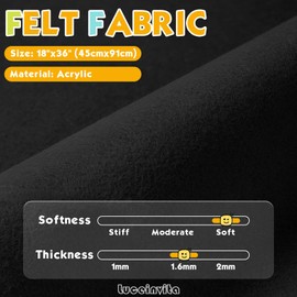Black 18" X 36" Felt Fabric Sheet - 1.6mm Thickness