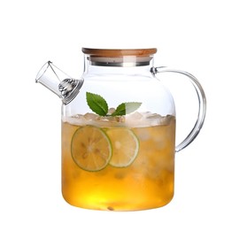 Jarra de Vidrio con Tapa, Jarra de Agua de Cristal de Gran Capacidad Jarra de Té para Agua Caliente Fría Leche Helado y Bebidas de Jugo