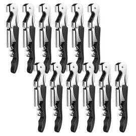 12 Pieces Professional Waiter Corkscrew Wine Openers,Black Wine Keys Opener Stainless Steel Hinges Serrated Foil Cutter for Restaurant Waiters, Sommelier, Bartenders (Black)