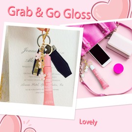 LUHOHI 4PCS Lip Balm Cap Keychain With Flower Charms for Summer Fridays, Lip Gloss Holder Keychains Kit for Summerfridays 0.5oz Portable Purse Accessories, Never Lose Your Lipbalm Again