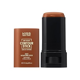 Kiss New York Airy Velvet Contour Stick - Maquillaje en crema para esculpir la cara de tonos frescos, construible con acabado natural ligero, ácido hi