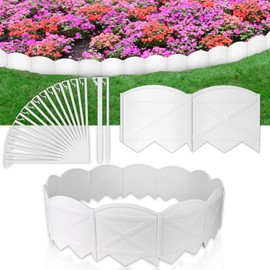 Vashly No-Dig 20Ft White Landscape Edging 5.9 Inch Tall Garden Edging with 7.8 inch Anchoring Stakes Plastic Garden Edging Border Flower Bed Edging Borders Lawn Edging