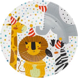 Wild Animals 8 Plates for Children's Birthday Parties and Zoo Party Wild Animals Safari Children Birthday Party Plates Paper Plates