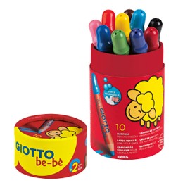 GIOTTO be-bè Jumbo-Farbstift, auswaschbare Farbstifte, Jumbo Mine, 7 mm, Runddose aus Karton, 10 sortierte Farben
