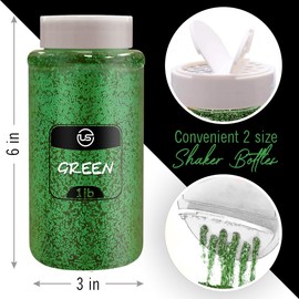 Green Glitter Bulk, Fine Glitter for Crafts, Resin and Scrapbooking – 1 LB/16OZ Shaker Bottles Great for Tumblers and Crafts