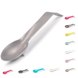 Plastic Spoon Rest for Kitchen Dishwasher Safe Resting Cooking Spoons Food Grade Plastic Handle with Hanging Hole, Teabag Tidy Holder, Rust Resistant (Silver)