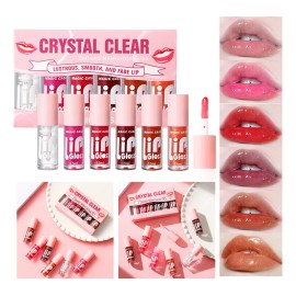Kit 6pzs Aceites Labios Cristal Gloss Hidratantes Durables Rosa
