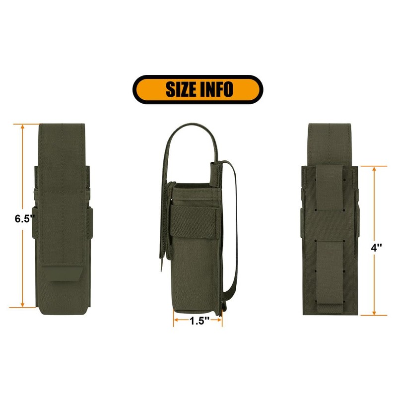 KRYDEX Flashlight Holster, Molle OC/Mace Spray Holder Adjustable Torch Carrier