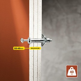 Rapid Metal Cavity Wall Plug M5 with Screw for Plasterboard 32-45mm