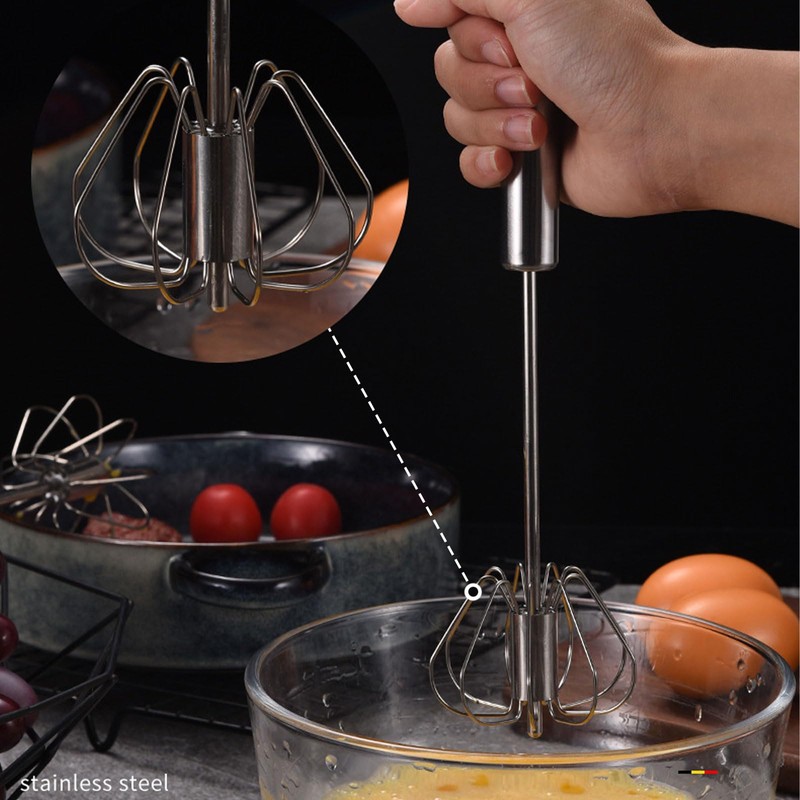 SSKHE Egg Beater Whisk, Stainless Steel Egg Whisk, Hand Push