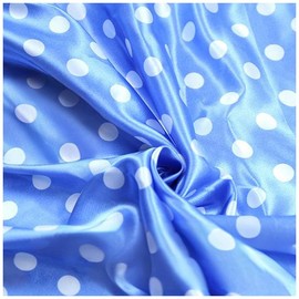 150cm*1m Light Blue Silky Satin Fabric,Dot Pattern Polyester Satin Fabric for Quilting Sewing Dress Making