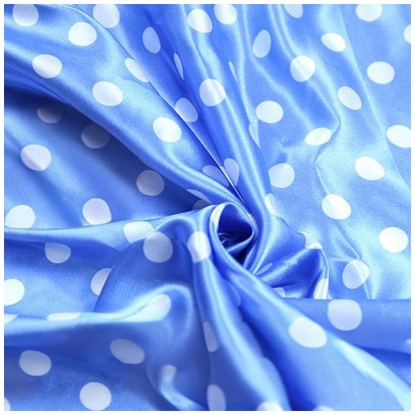 150cm*1m Light Blue Silky Satin Fabric,Dot Pattern Polyester Satin Fabric
