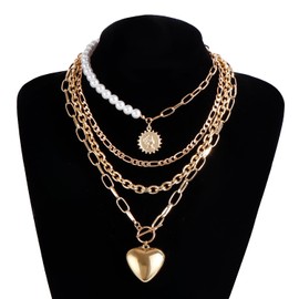 Stocking Stuffers Gifts for Women Layered Gold Necklaces for Women Gold Necklace Stack T bar Necklace Chunky Gold Charm Necklace Snake Chain Necklace Paperclip Chain Necklace Trendy Gold Jewelry