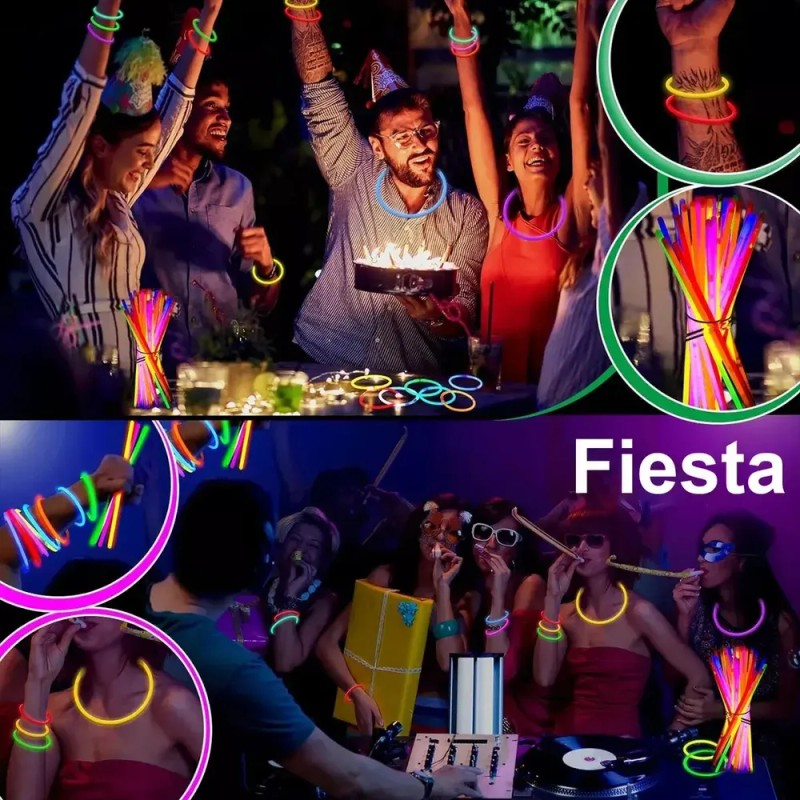 200 Pulseras Neón Fosforescente Glow Stick Fiestas Eventos Color