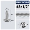 #8 x 1/2" (100 Pack) Stainless Steel Phillips Pan Head