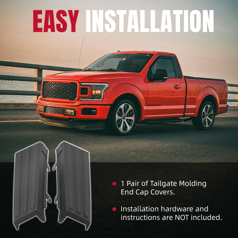 HECASA 2Pcs Flex Step Side Tailgate Molding End Cap Covers