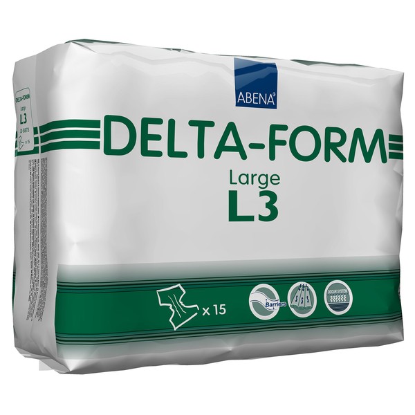 Abena Delta Form Adult Incontinence Brief, L3, 60 Count (4 Packs of 15)