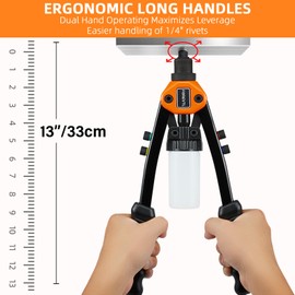 FOREVTL Rivet Gun Kit, 1/4 Pop Rivet Gun Kit with 210Pcs Blind Rivets and 5 Tool-Free Interchangeable Rivet Heads, 13" Heavy Duty Manual Hand Riveter Tool for Metal, Plastic & Automotive