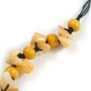 Avalaya Yellow Shell and Wood Beads with Black Cotton Cord
