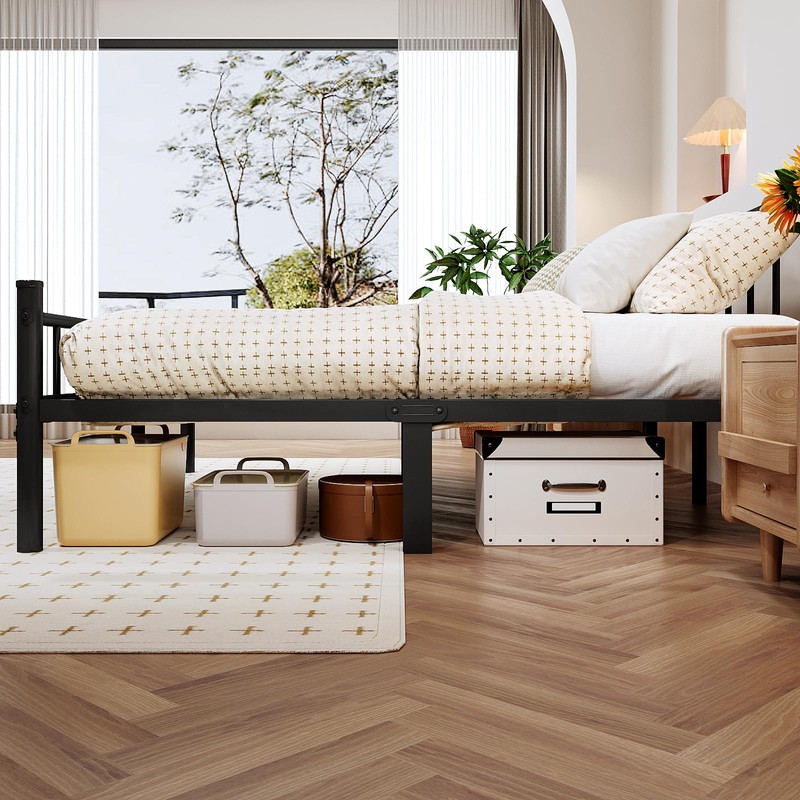 zizin Full Size Metal Bed Frame with Headboard & Footboard
