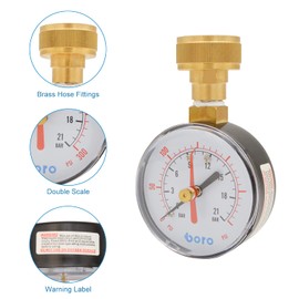 HYDRO MASTER 2-1/2" Water Pressure Test Gauge 300 psi, 3/4" Female Garden Hose Thread