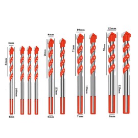 Hniuyun 10Pcs Multifunctional Drill Bits Set, Masonry bit bit with Tungsten Carbide Drill bit, Drilling and Punching Work kit (6/8/10/12mm)
