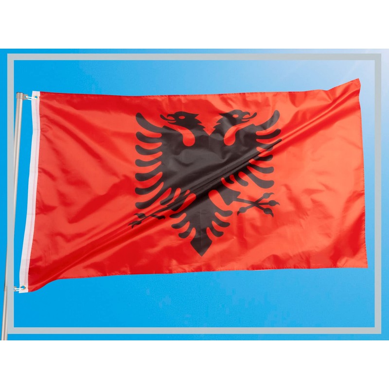 Aricona Albania Flag 90 x 150 cm, with Brass Eyelets,