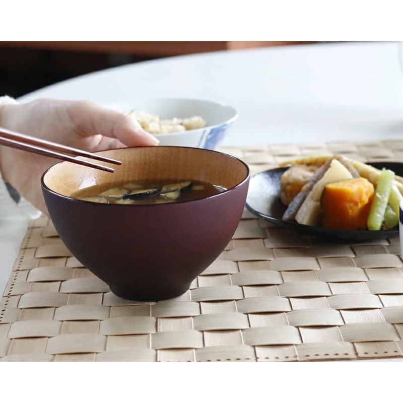 Echizen Lacquerware Soup Bowl, Bitter Colors, Wooden Soup Bowl, 1
