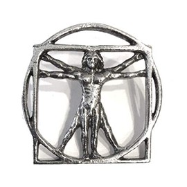 Westair Davinci Vitruvian Universal Man Pewter Pinback Pin Badge Tie Tack 1.1H