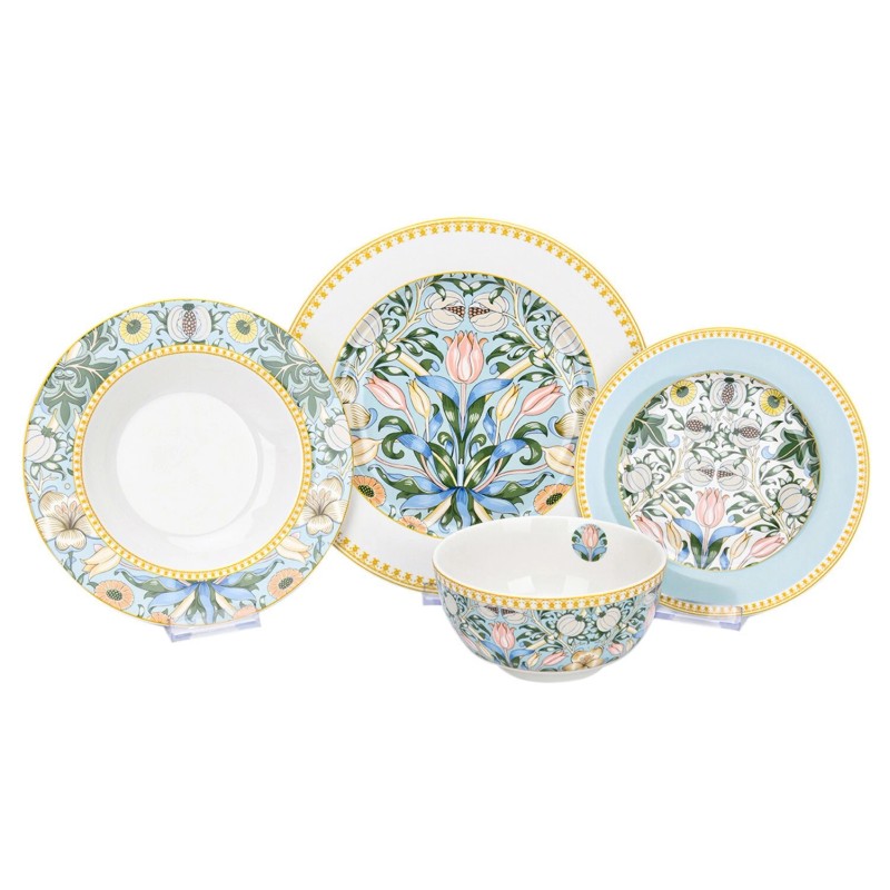 SET OF 6 Morris Garden Porcelain Dessert Plates Floral Bone