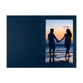 LUXPaper Portrait Photo Holders | 4" x 6" | Nautical Blue Linen | 100lb. Cover | 25 Qty