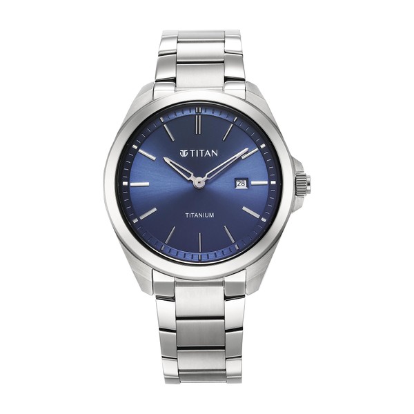 Titan Men Analog Blue Dial Casual Watch, Titanium Built