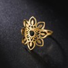 kkjoy Lotus Flower Ring Stainless Steel Eight Petals Gift for