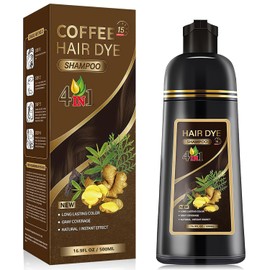 Hair Dye Shampoo, Shampoo Hair Dye, Champú Tinte Instantáneo 4 En 1, champu tinte, Suave y delicado, Cobertura de Canas, larga duración, Adecuado Para HombresY mujeres(Café)