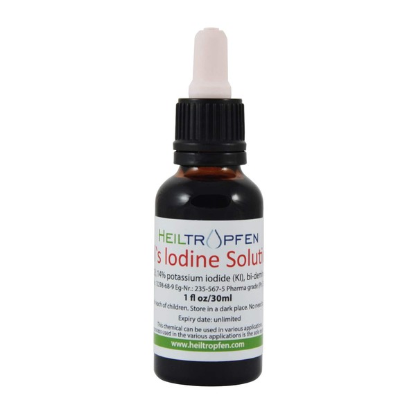 7% Lugols Iodine Solution 1 Oz - 30 ml | 21% Lugol's Liquid Formulation | Made with 7 Percent Iodine and 14% Potassium Iodide | Heiltropfen®