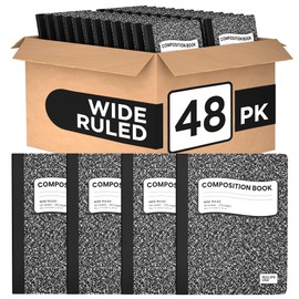 Composition Notebook Wide Ruled Composition Notebooks Bulk Black Marble Hard Cover Wide Ruled Notebook Paper Note Books For Schools Marble Composition Books 100 Sheets 200 Pages 9.75” x 7.25” (48 Pack)