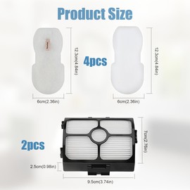 ECOMAID Filter Replacement for Shark HZ3002 HZ3000 Stratos Ultralight Corded Stick Vacuum, Replace part XFFKHZ3000 XHFHZ3000, 2 HEPA + 4 Foam and Felt Filters