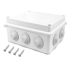 QWORK® Surface-Mounted Junction Box, Junction Box, Waterproof, Dustproof, IP65, ABS Plastic, Universal Electric Project Enclosure, White, 150 x 110 x 70 mm