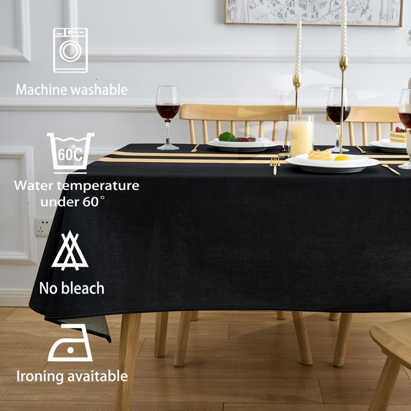 Arwllzz Black Table Cloth 100x140cm Dust-Proof Tablecloth Rectangular Washable Machine