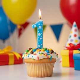 Candela di Compleanno a Pois, 12,5 cm (azzurro 1)
