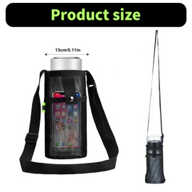 COZERI Pack of 3 Mesh Water Bottle Holders with Adjustable Shoulder Strap, Portable Bottle Holder for Hanging Festival Camping Hiking, Cup Holder Bag with Additional Bag