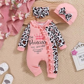 Aoswep Newborn Baby Girl Clothes Jumpsuits Clothes Long Sleeve Rompers (Pink2, 9-12 Months)